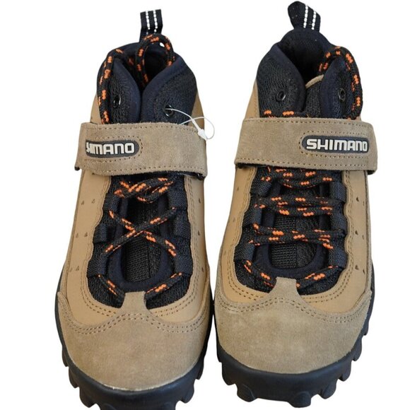 NWOB Shimano SPD SH-M057 Cycling Shoes Size 7 Tan/Black Lace-Up & Velcro Closure - Picture 1 of 11